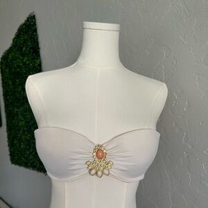 Victoria's Secret White Bikini Top with Jewel Accent